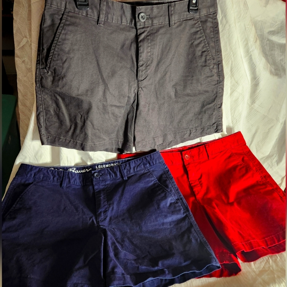 Eddie Bauer Womens Shorts - Gray, Navy, and Red